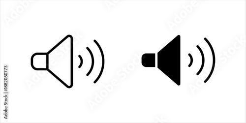  Speaker Icon set. vector illustration, Volume control sign, Audio icon, Media player buttons icon set isolated, mute symbol, Silent sign, Low volume, Maximum Volume symbol, No volume.