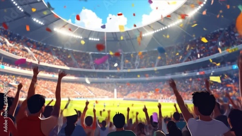 Stadium crowd celebrating event