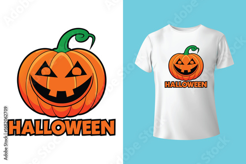 Halloween T-shirt design costume template. Happy halloween scary trendy vector t-shirt design. Halloween vector clothing apparel t-shirt design