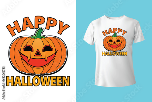 Halloween T-shirt design costume template. Happy halloween scary trendy vector t-shirt design. Halloween vector clothing apparel t-shirt design