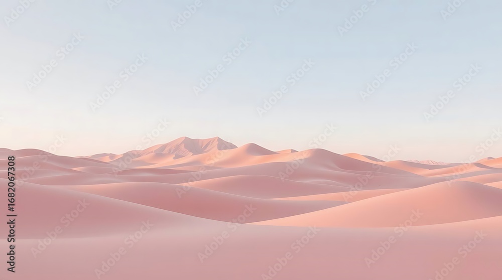 Naklejka premium Desert sand dunes at sunset 3d render.