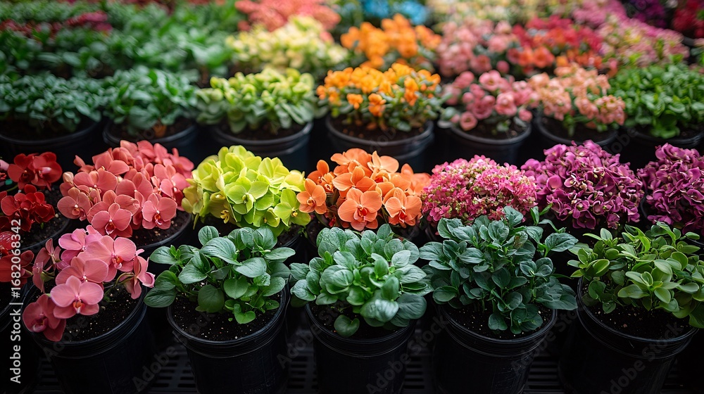 custom made wallpaper toronto digitalColorful Potted Flowers In A Garden