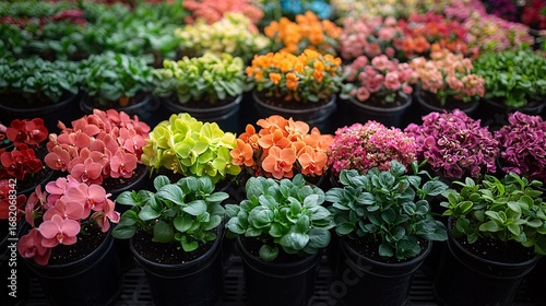 Wallpaper Mural Colorful Potted Flowers In A Garden Torontodigital.ca