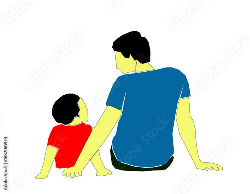 Father and Son Sitting Together