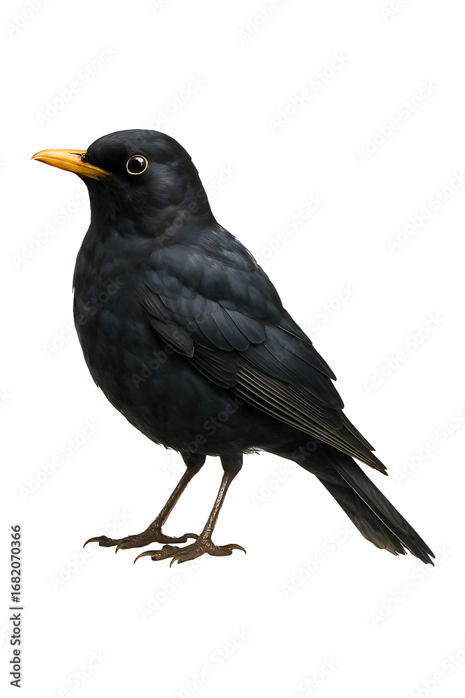 Obraz premium Dark Bird watercolor high quality realistic image.