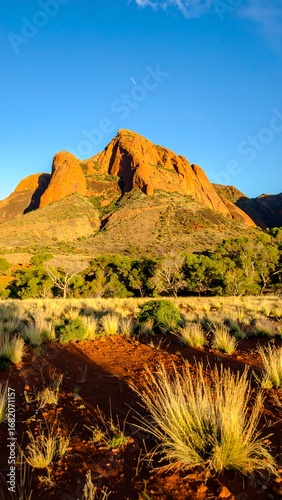 Red rock mountain landscape at sunrise