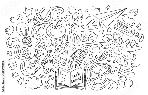 Back to School: Fun Doodle Art for Kids' Coloring Pages