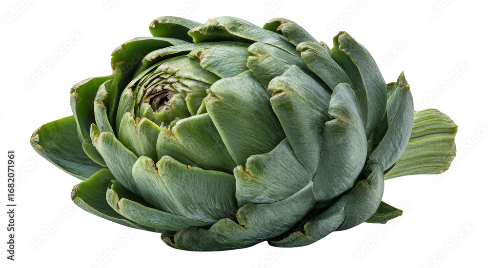 Fototapeta premium Fresh Green Artichoke Isolated on Transparent Background for Culinary Use