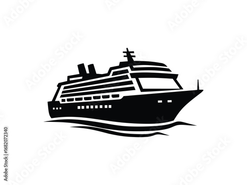 Silhouette cruise ship vector illustration isolated with white background 