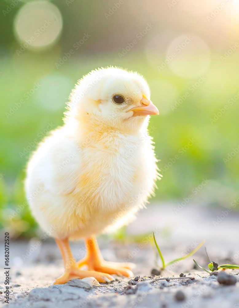 Obraz premium Fluffy chick in sunlight