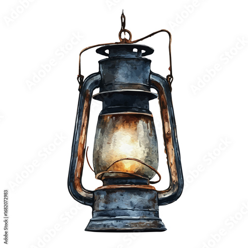 Lantern Light, watercolor painting vector, isolated on a white background.