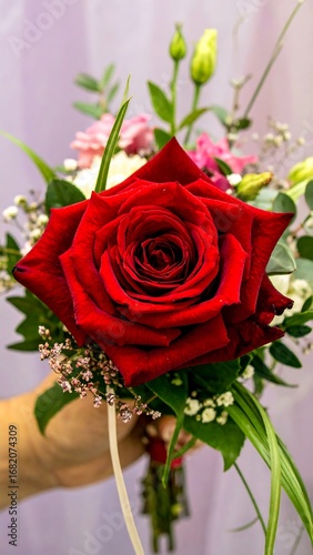 Red rose bouquet close-up