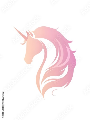 Magical Unicorn Silhouette: Whimsical Fantasy Art in Pastel Colors for Children's Illustrations and Design