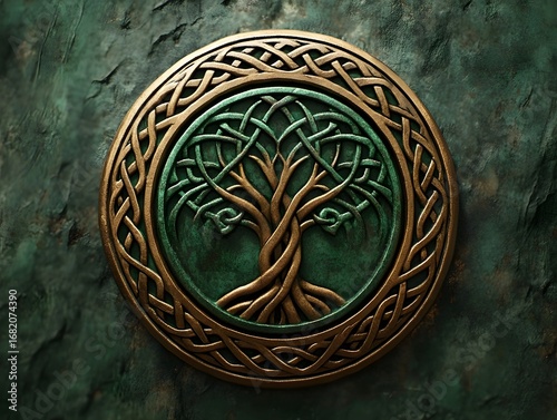 Ancient Celtic Tree Medallion: Mystical Nature-Inspired Wall Art for Interior Design Bliss