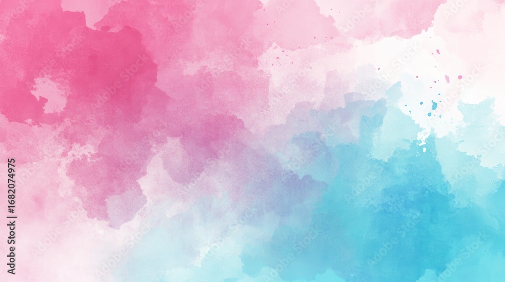 Fototapeta premium Abstract watercolor background with soft pink, red, and teal colors.