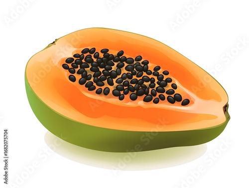 Fresh Sliced Papaya: Vibrant Orange Flesh for Healthy Eating and Tropical Nutrition