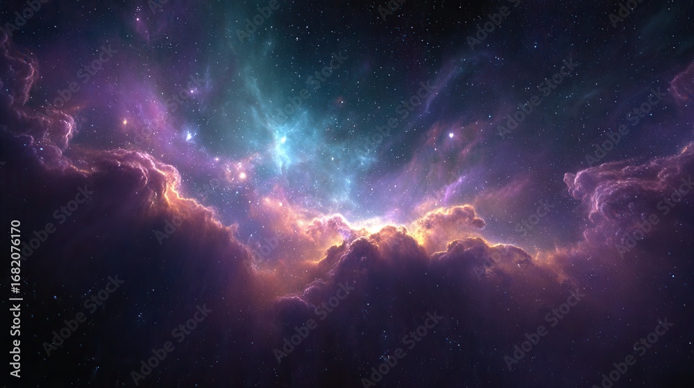 Fototapeta premium Vibrant Cosmic Clouds Showcase the Wonders of the Universe at Night
