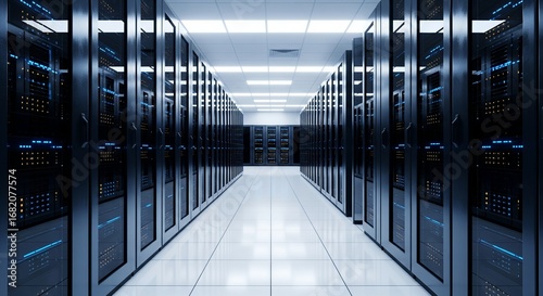 Plakat Server Room Interior, Data Center Technology, Network Infrastructure, IT Hardware, High-Tech, Modern Technology, Digital Technology, 