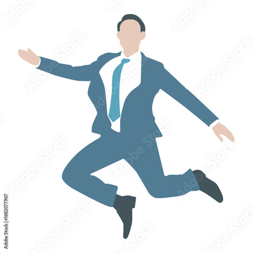 躍動感あるビジネスマンが飛び跳ねるイラスト素材