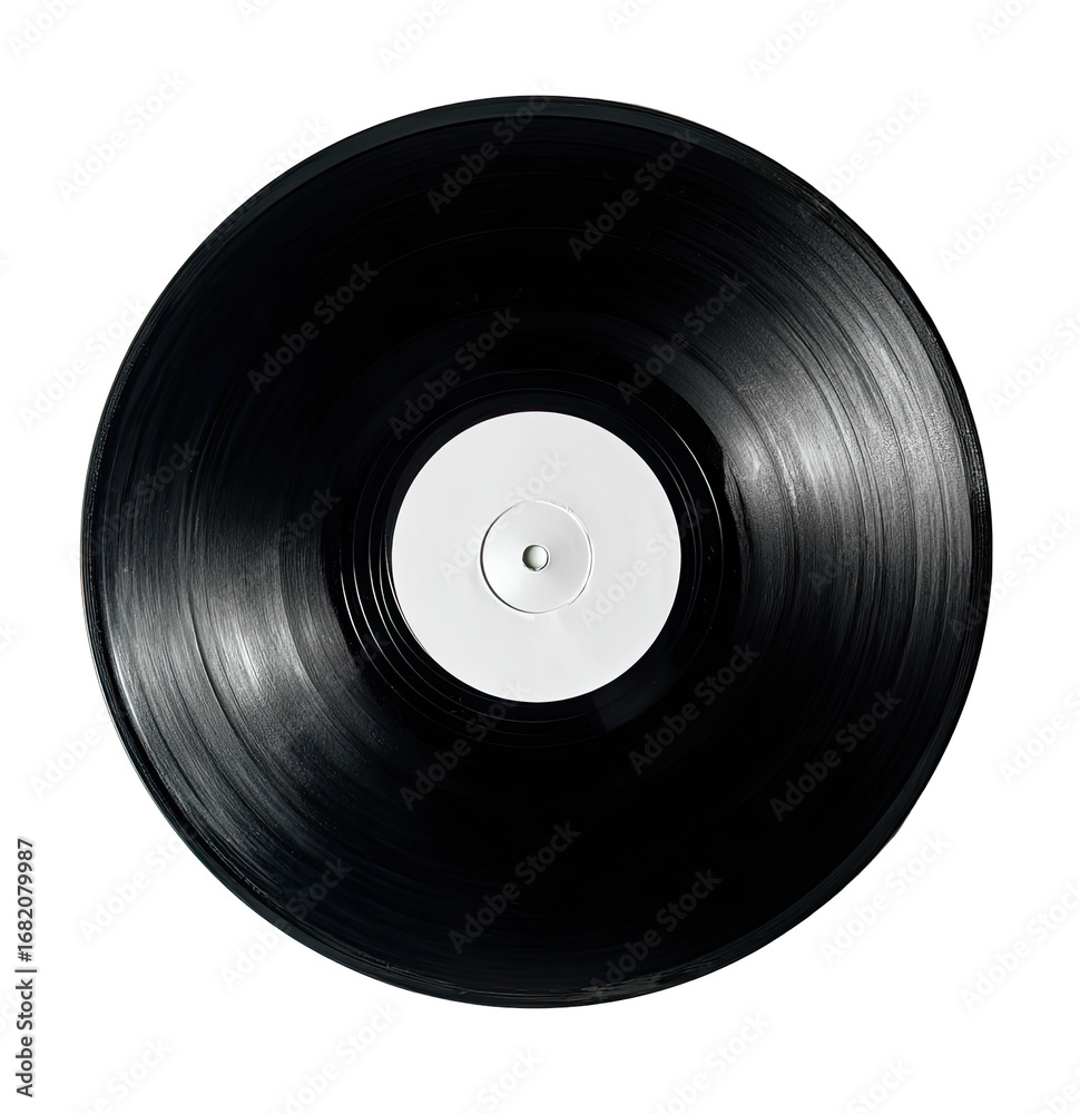 Obraz premium Close-up of a black vinyl record with a white label (19)