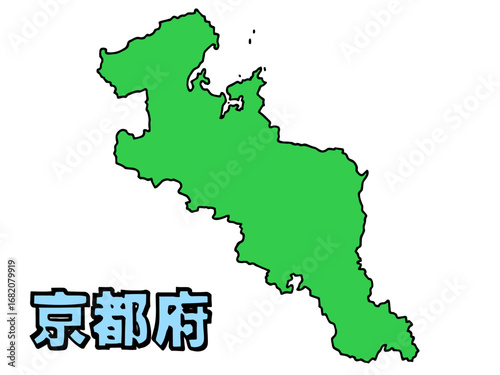 少しゆるい京都府地図 書き文字 近畿 西日本 / A loosely drawn map of Kyoto prefecture	