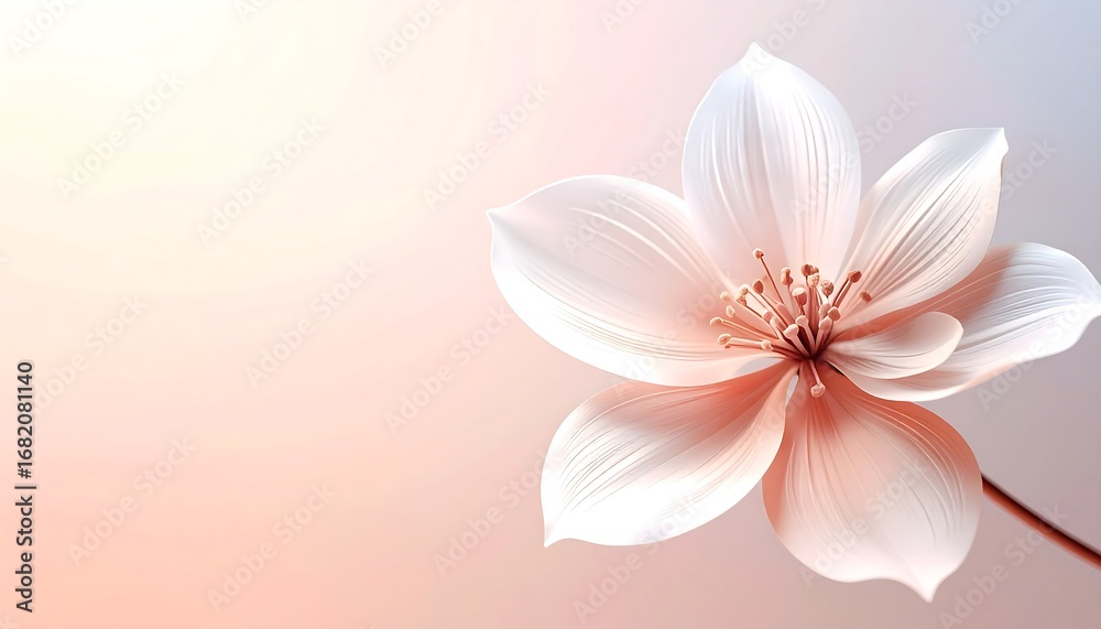 Fototapeta premium A delicate, three-dimensional blossom, soft pastel colors, and gentle lighting create a serene and elegant image.