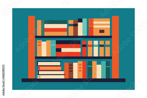 bookshelf with books vector design icon