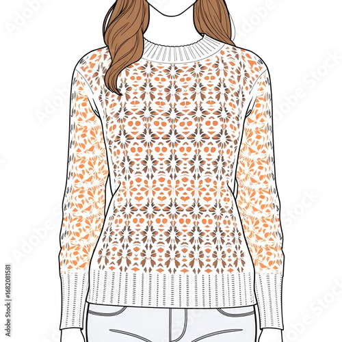 sweater design with orange pattern clip art preview