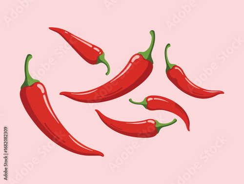 Red chili peppers illustration, vibrant and spicy.
