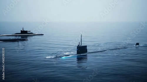 Submarine in ocean water