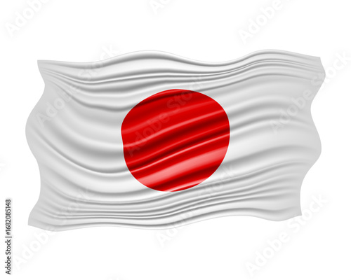 japan flag for independence day. Japanese national flag waving fabric illustration png element emoji and clipart background