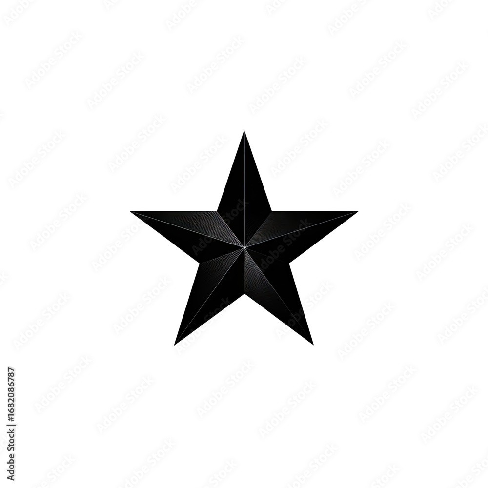 Obraz premium Dark, stylized star graphic against black background. Sharp points radiate outward. Slight shading suggests depth. Minimalist design