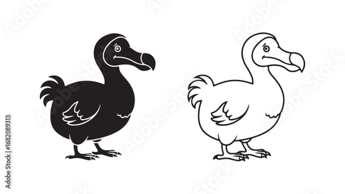 Dodo bird outline and silhouette for design