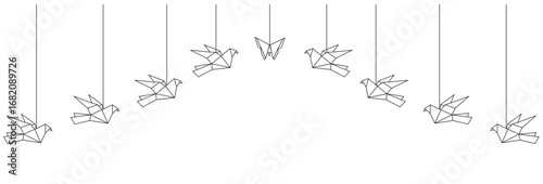 Origami - decoration - flying dove figure from paper, vector image