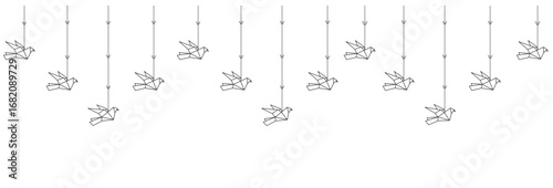 Origami - decoration - flying dove figure from paper, vector image