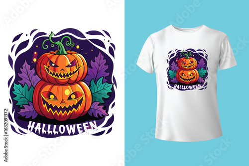 Gothic halloween t shirt design with bats and skeletons