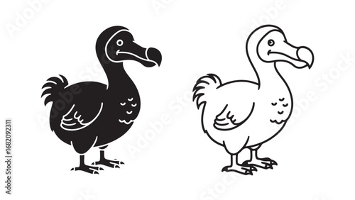 Dodo bird outline and silhouette for design