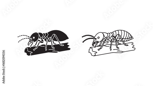 Ant carrying food outline and solid style