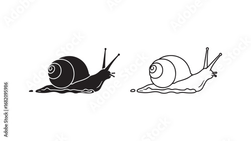 Snail outline and filled icon with transparent background