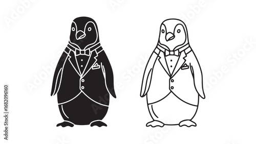 Penguin in tuxedo with transparent background