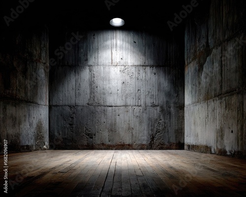 Dark Empty Room With Spotlight And Wooden Floor