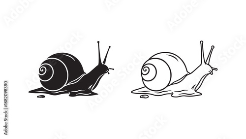 Snail silhouette pair with transparent background