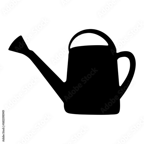 Black silhouette of a classic watering can used for gardening