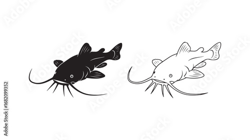 Catfish outline and silhouette with transparent background