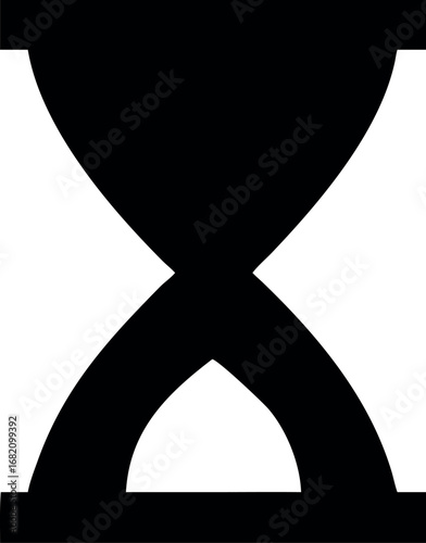 Simple black silhouette of an hourglass symbolizing time passing and the concept of waiting