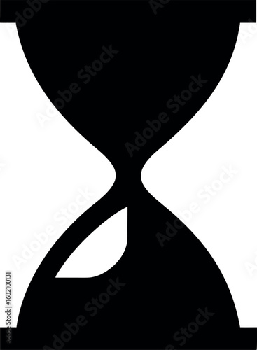 Simple black silhouette of an hourglass with sand flowing from top to bottom representing the passage of time
