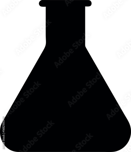Simple silhouette of a laboratory erlenmeyer flask on a white background for science and chemistry