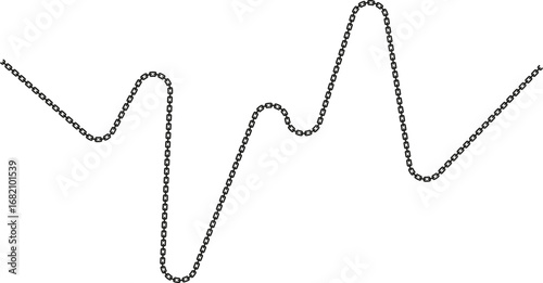 Chain links form a broken line with disconnected segments, creating a fragmented and irregular structure.