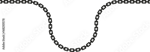 A straight chain line interrupted by a curve, creating a structured yet fluid form.