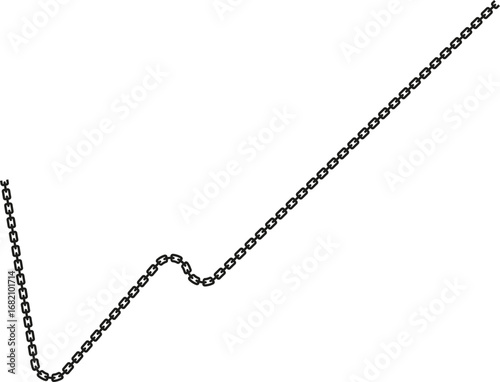 A chain line with a jagged and uneven structure, emphasizing sharp and abrupt angles.